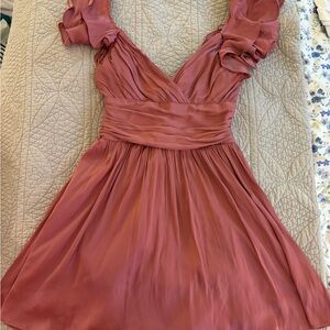 Selfie Leslie Mauve Mini Dress with Ruffled Sleeves